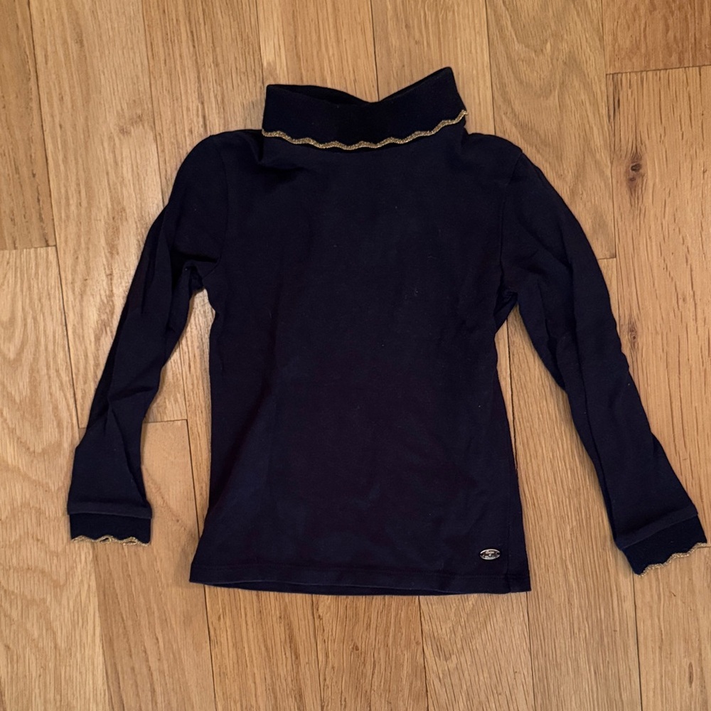 Tartine et Chocolat Girls Navy Blue Turtleneck Top